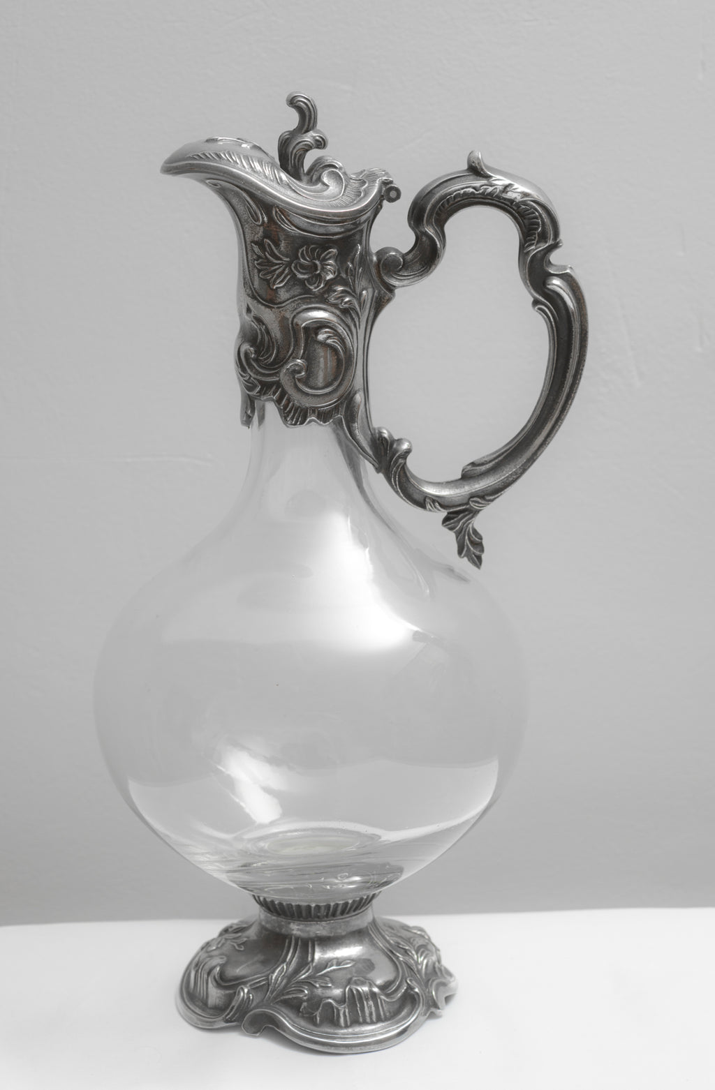 Vintage Art Nouveau Design Claret Jug Decanter Silver Plated Mounts By Topazio
