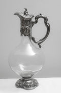 Vintage Art Nouveau Design Claret Jug Decanter Silver Plated Mounts By Topazio