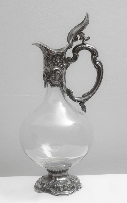 Vintage Art Nouveau Design Claret Jug Decanter Silver Plated Mounts By Topazio (3308)