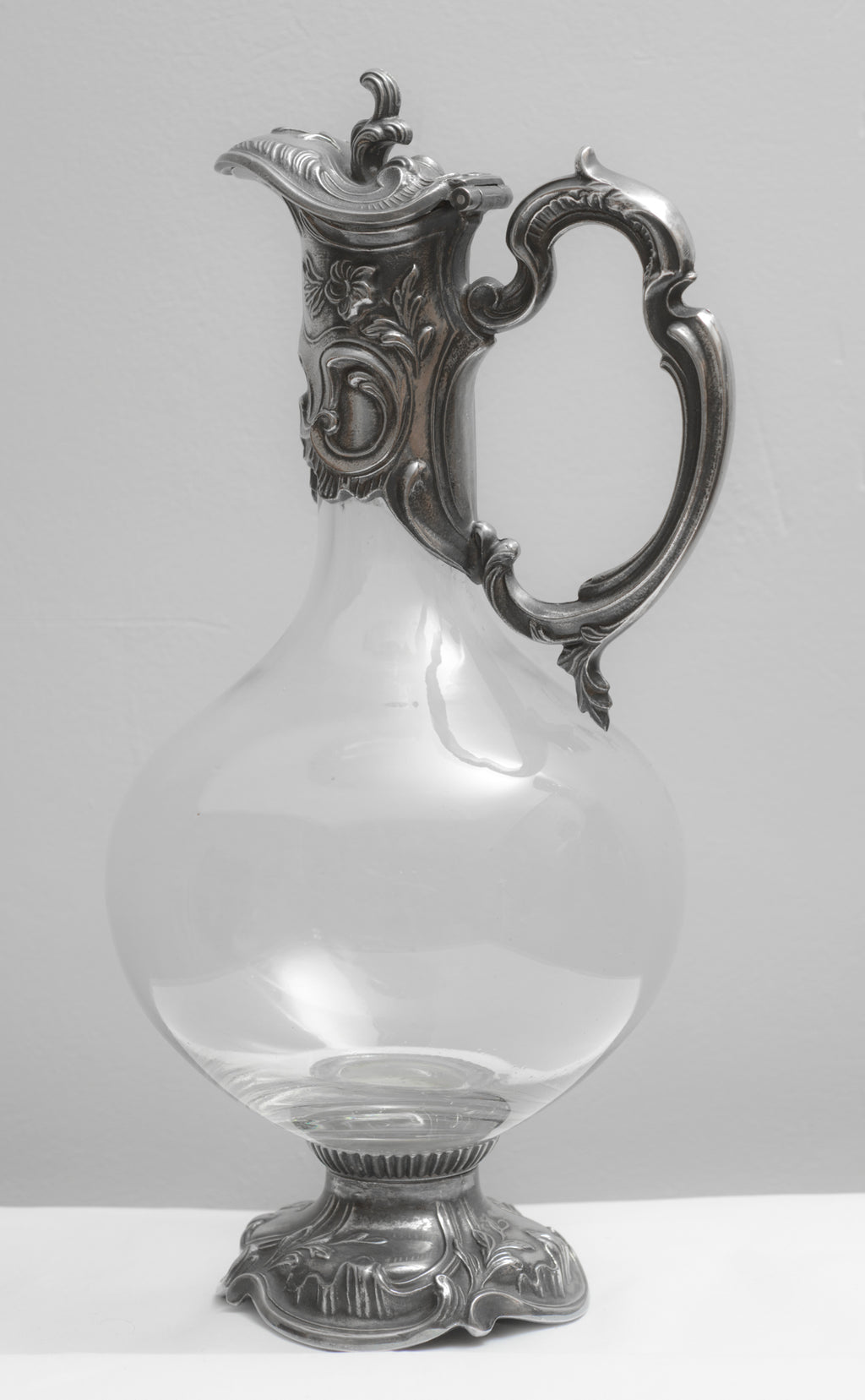 Vintage Art Nouveau Design Claret Jug Decanter Silver Plated Mounts By Topazio