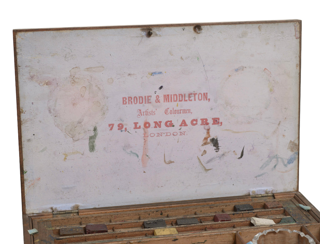 Antique Victorian Artists Watercolour Wooden Box By Brodie & Middleton c.1860 (3308)