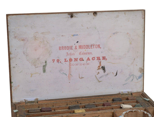 Antique Victorian Artists Watercolour Wooden Box By Brodie & Middleton c.1860 (3308)