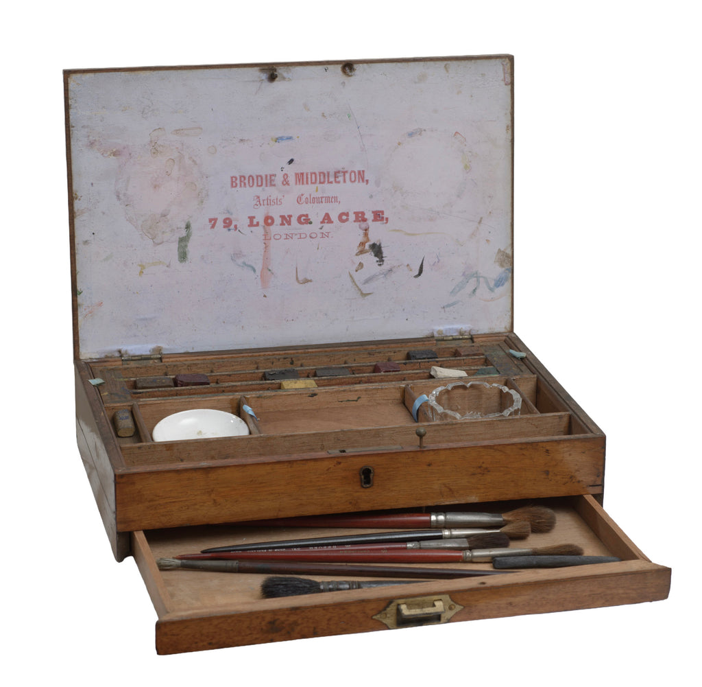 Antique Victorian Artists Watercolour Wooden Box By Brodie & Middleton c.1860 (3308)