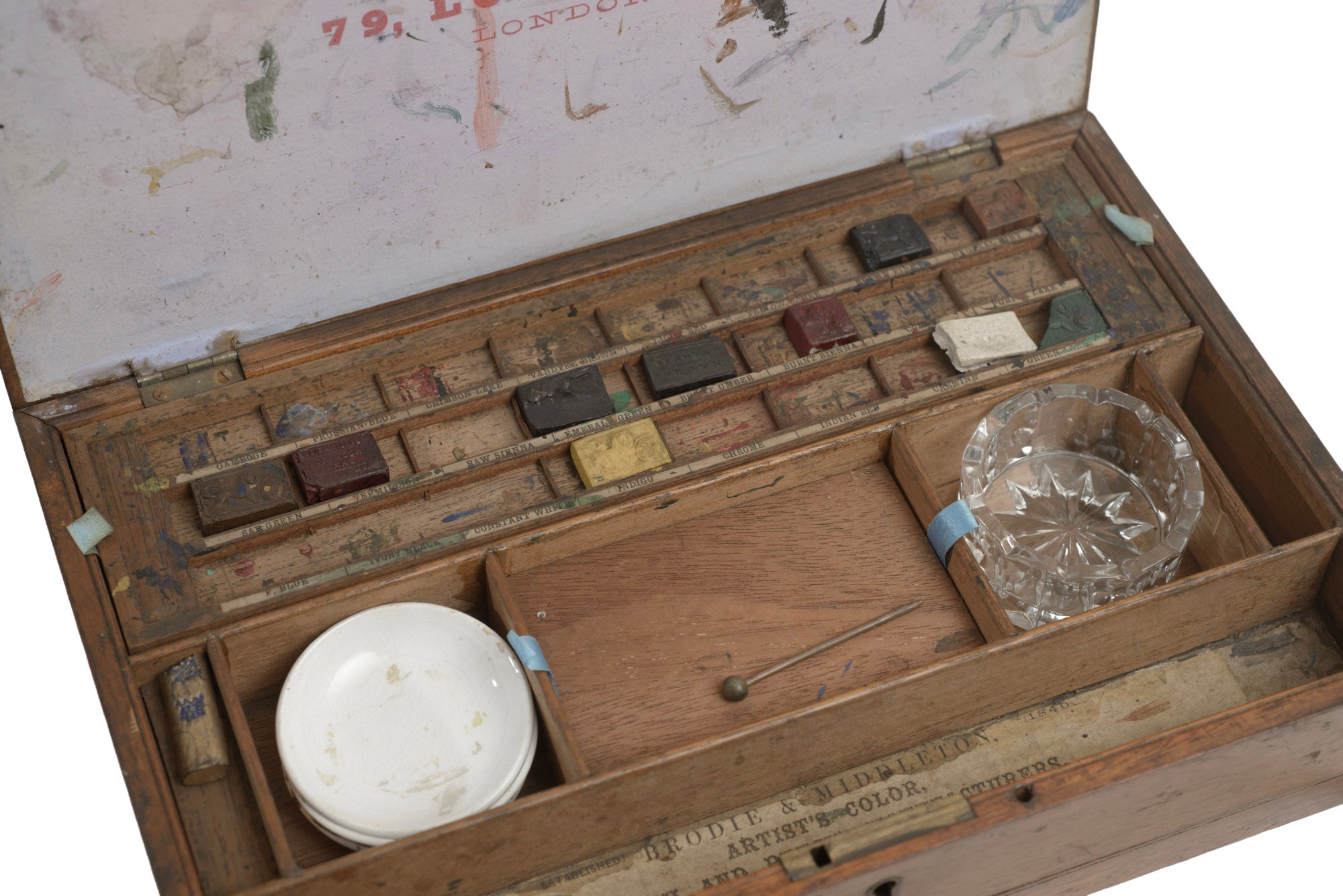 Antique Victorian Artists Watercolour Wooden Box By Brodie & Middleton c.1860 (3308)