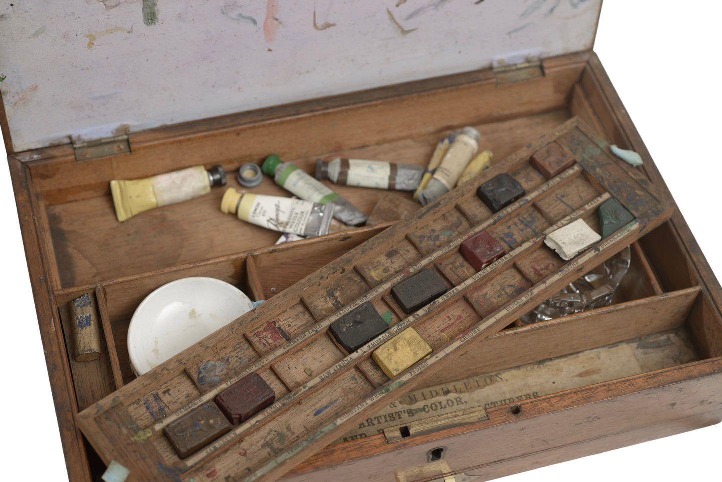 Antique Victorian Artists Watercolour Wooden Box By Brodie & Middleton c.1860 (3308)