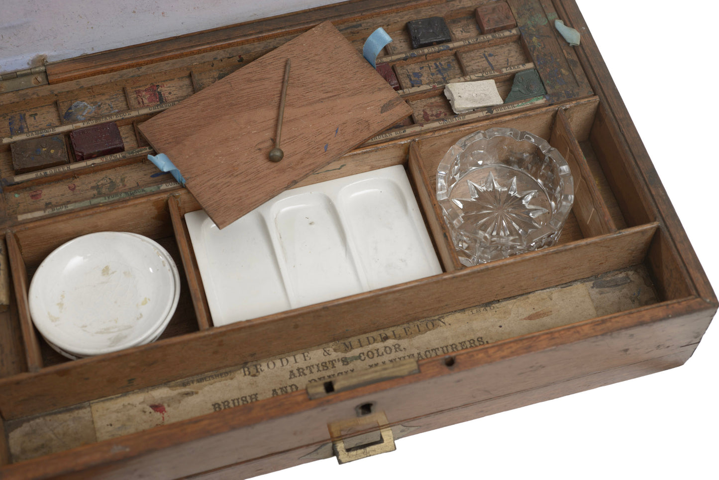 Antique Victorian Artists Watercolour Wooden Box By Brodie & Middleton c.1860 (3308)