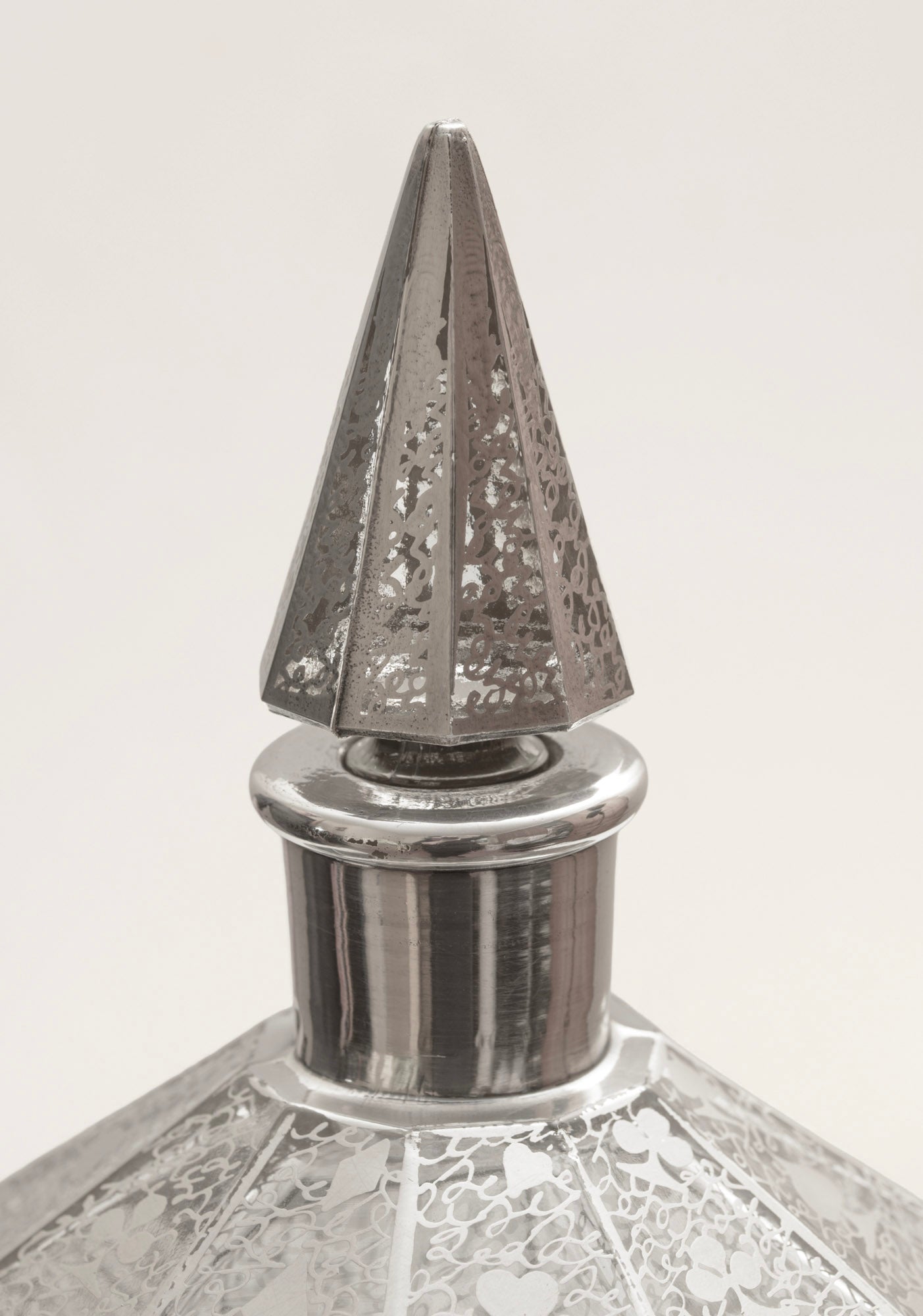 Antique Art Deco Decanter Sterling Silver Overlay Playing Cards Suit Design (3315)