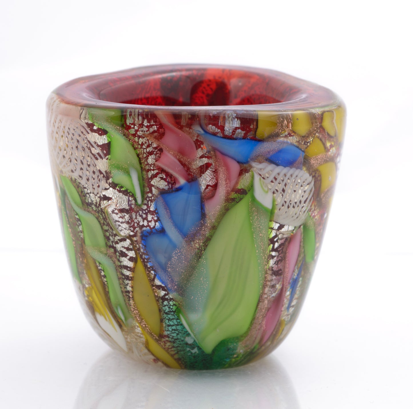 Vintage AVEM Murano Bizantino 'Tutti Frutti' Art Glass Vase Mid Century (3316)