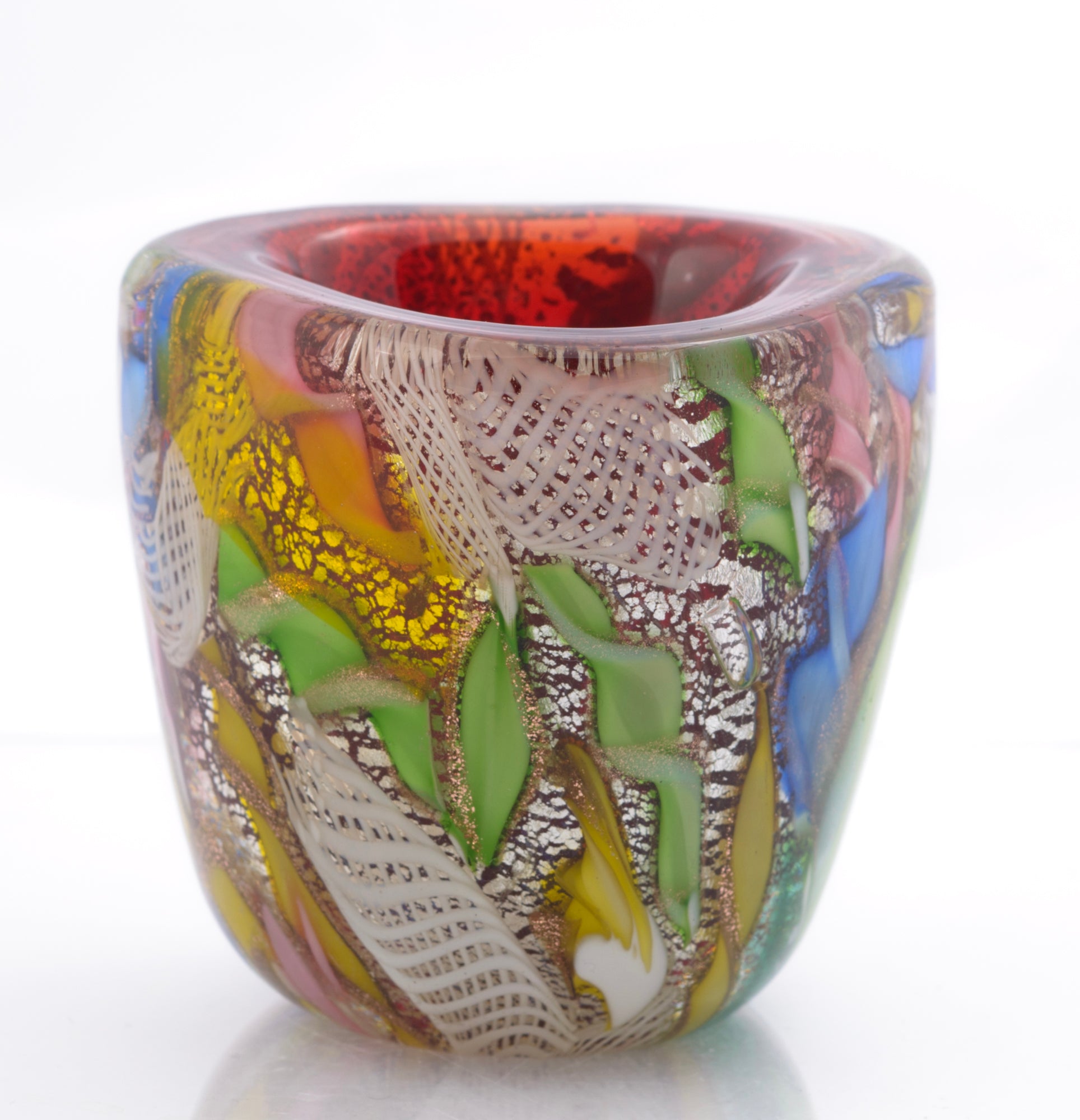 Vintage AVEM Murano Bizantino 'Tutti Frutti' Art Glass Vase Mid Century (3316)