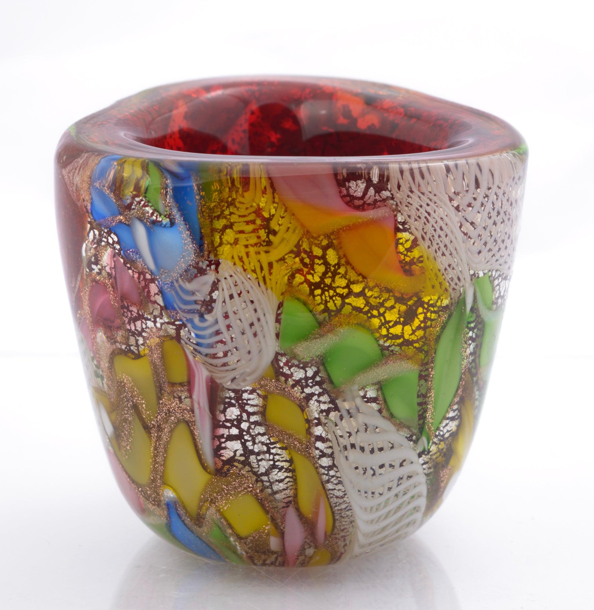 Vintage AVEM Murano Bizantino 'Tutti Frutti' Art Glass Vase Mid Century (3316)