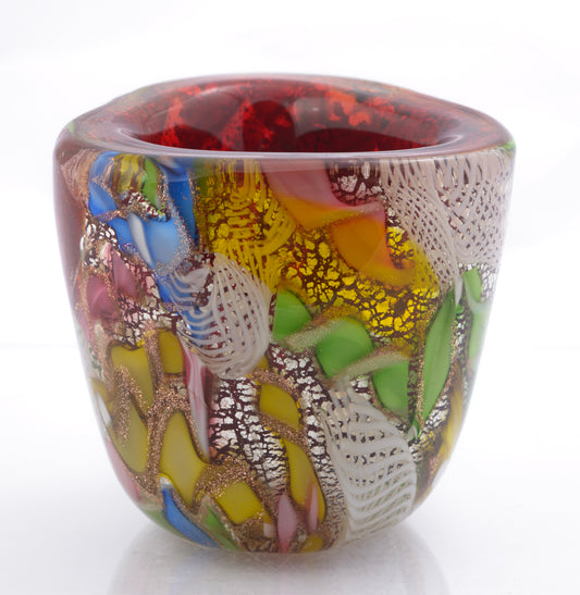 Vintage AVEM Murano Bizantino 'Tutti Frutti' Art Glass Vase Mid Century (3316)