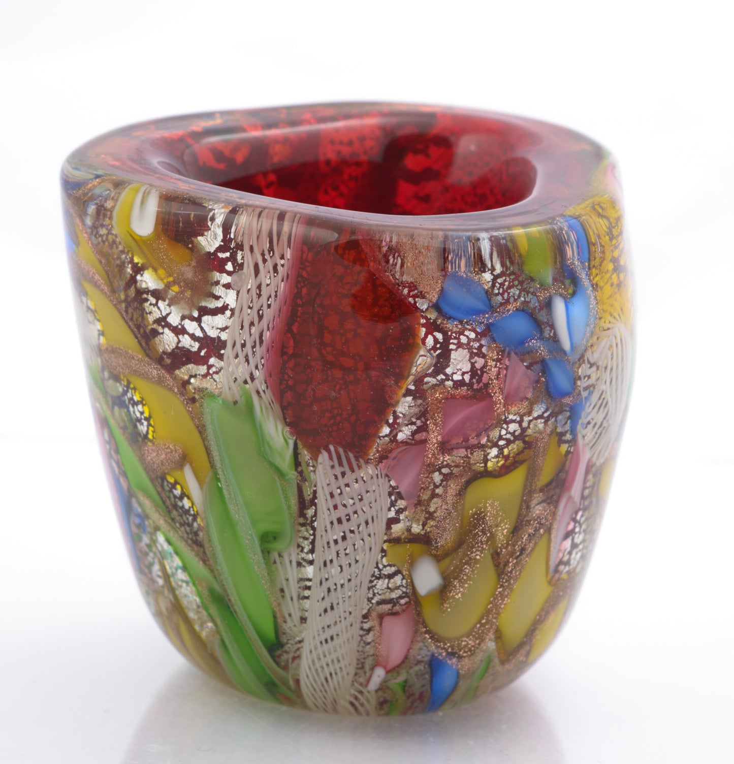 Vintage AVEM Murano Bizantino 'Tutti Frutti' Art Glass Vase Mid Century (3316)