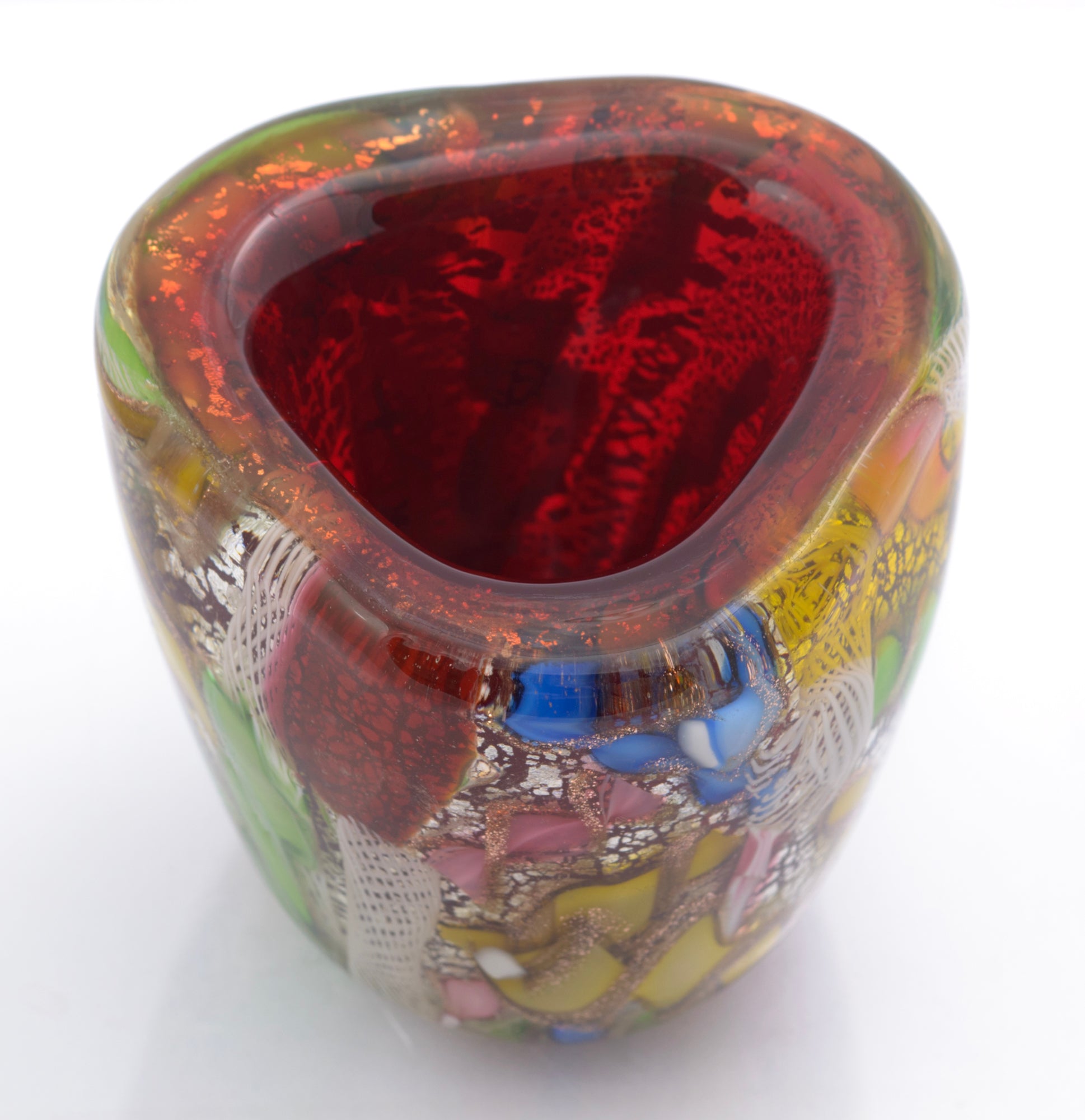 Vintage AVEM Murano Bizantino 'Tutti Frutti' Art Glass Vase Mid Century (3316)