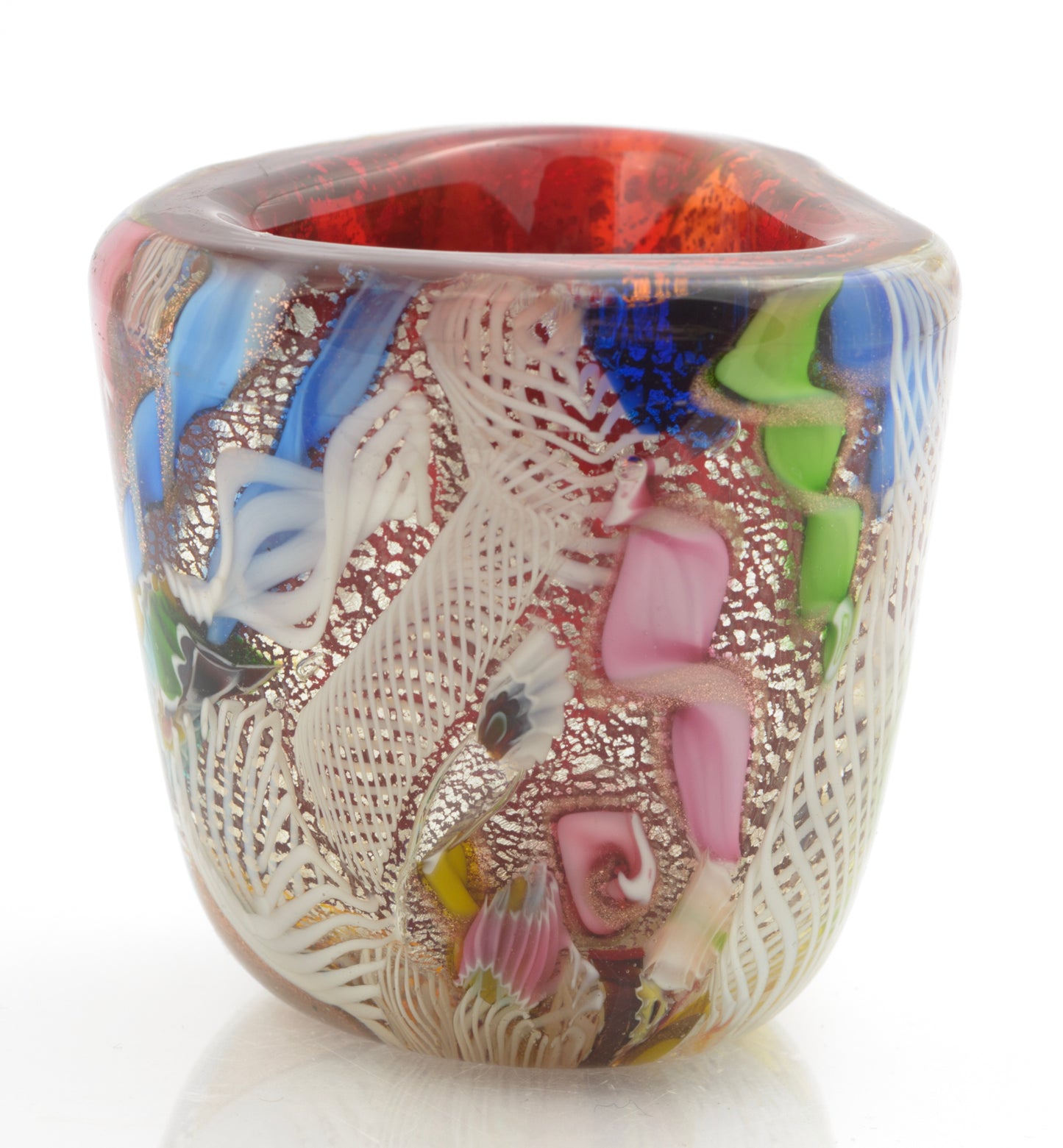 Vintage AVEM Murano Bizantino 'Tutti Frutti' Mid Century Italian Art Glass Vase (3317)