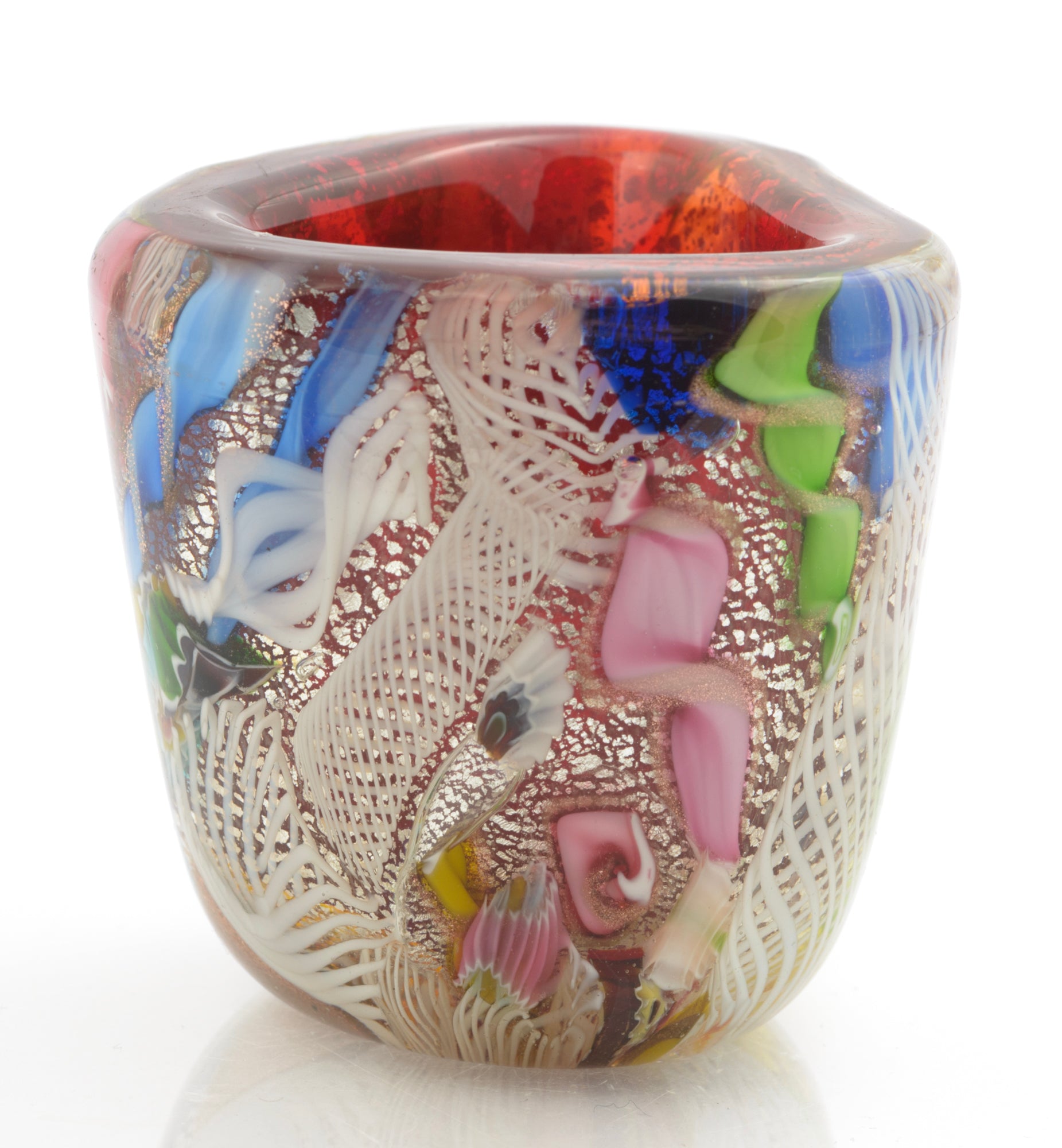 Vintage AVEM Murano Bizantino 'Tutti Frutti' Mid Century Italian Art Glass Vase (3317)