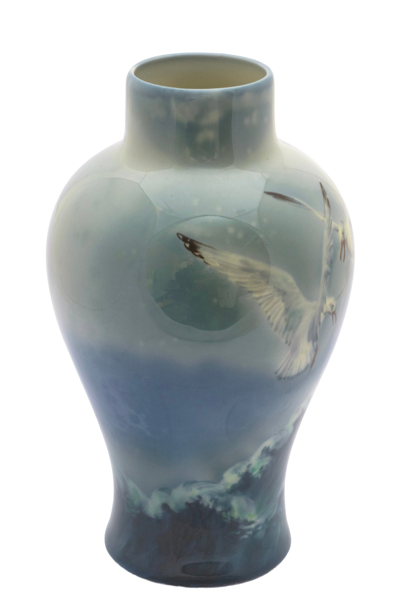 Antique Royal Doulton Titanian Ware Vase Hand Painted Seagulls by Harry Allen (3319)