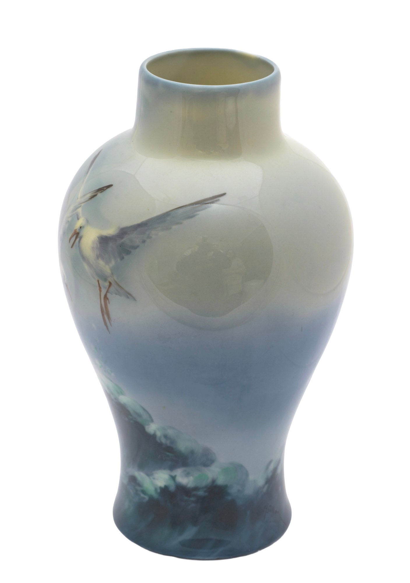 Antique Royal Doulton Titanian Ware Vase Hand Painted Seagulls by Harry Allen (3319)