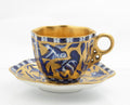 Antique Coalport Japanese Grove Fluted Demi-Tasse Cup & Saucer Blue/Gilt (3320)