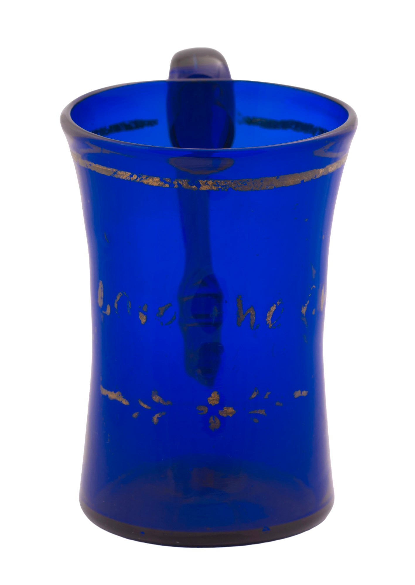 Antique Georgian Bristol Blue Glass Tankard c.1800-1820 Gilt Band (3323)