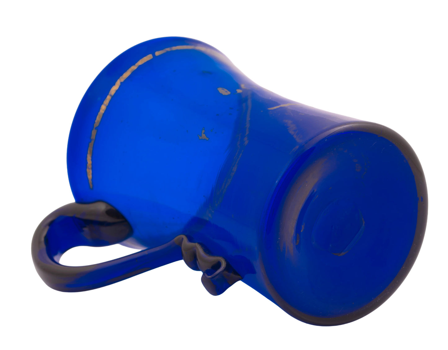 Antique Georgian Bristol Blue Glass Tankard c.1800-1820 Gilt Band (3323)