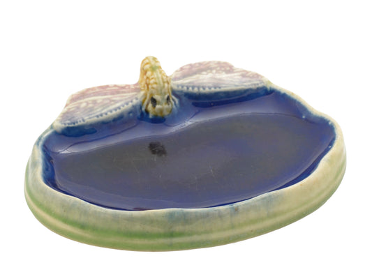 Antique Royal Doulton For Wright's Coaltar Soap Dragonfly Majolica Dish (2227)