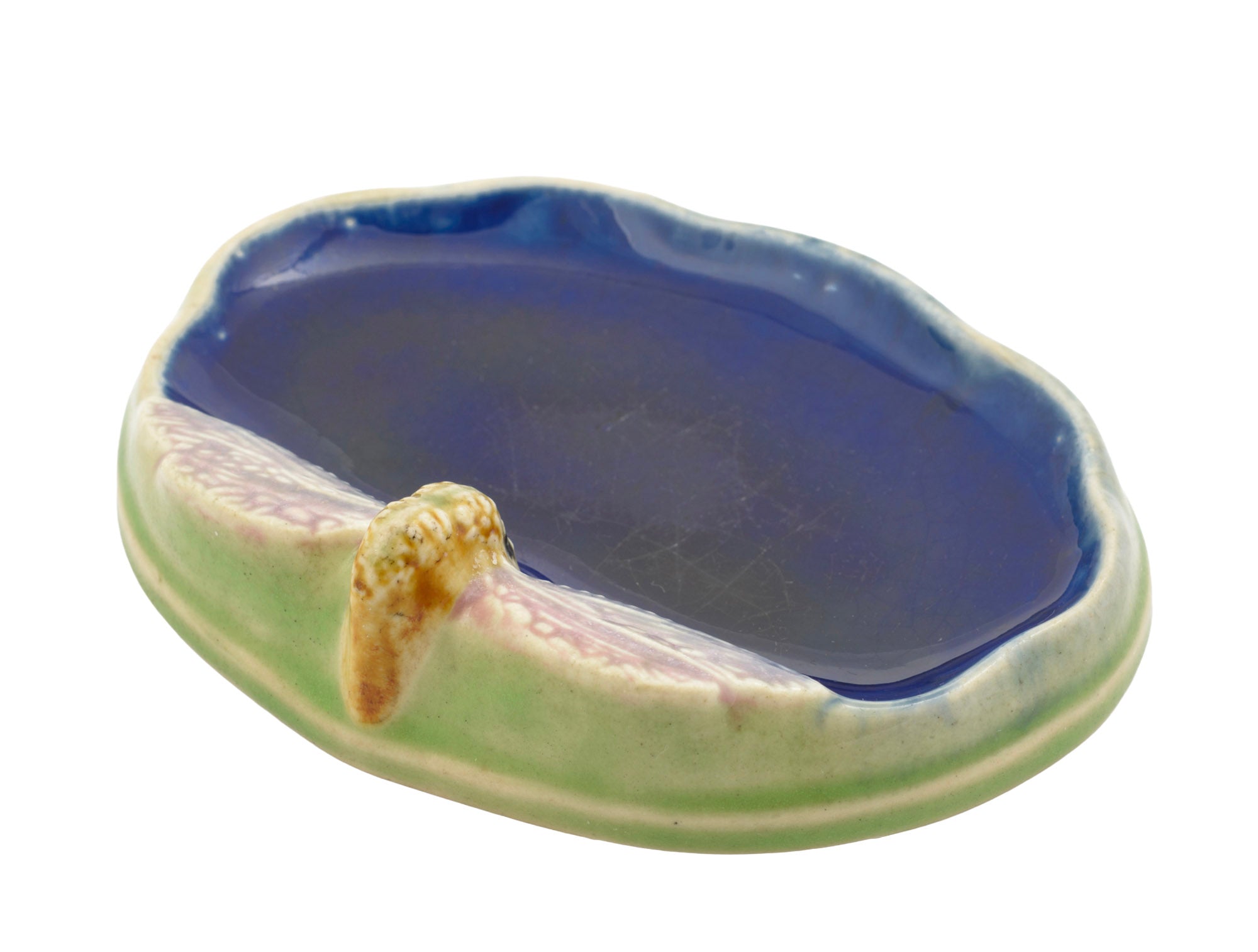 Antique Royal Doulton For Wright's Coaltar Soap Dragonfly Majolica Dish (2227)