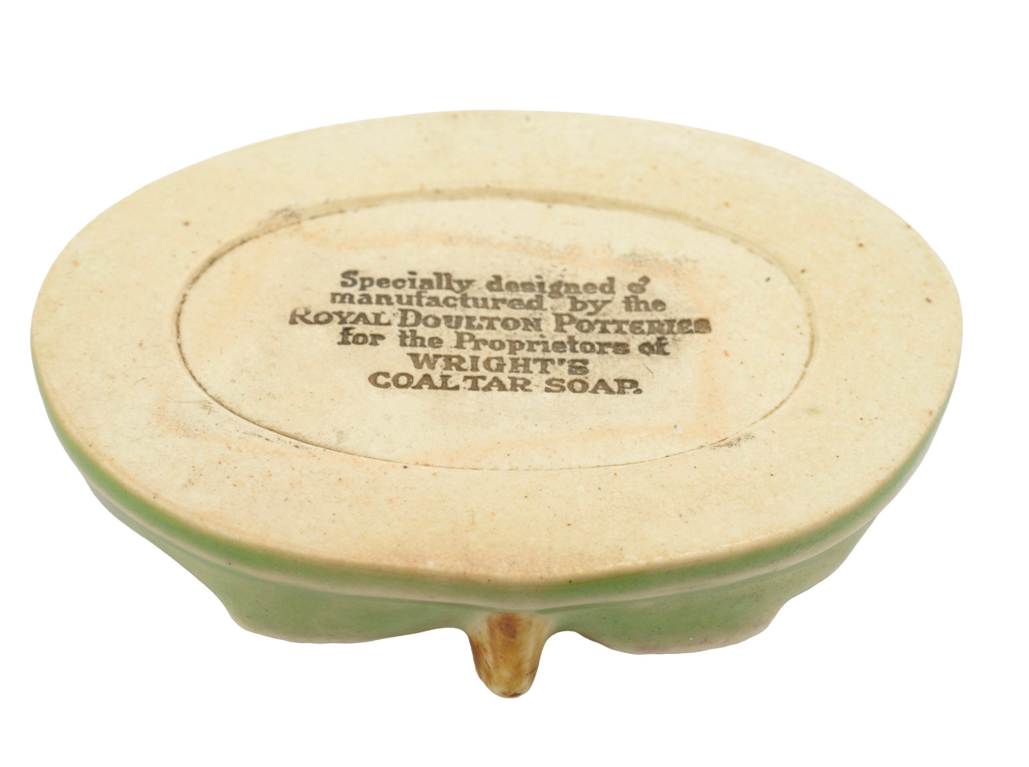 Antique Royal Doulton For Wright's Coaltar Soap Dragonfly Majolica Dish (2227)
