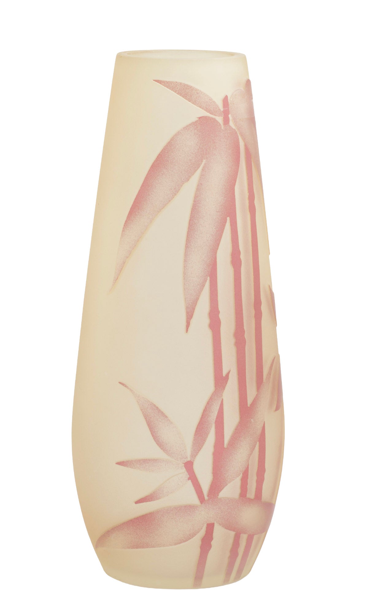 Vintage French de Vianne Cameo Art Glass Vase Mid Century Bamboo Design (3338)