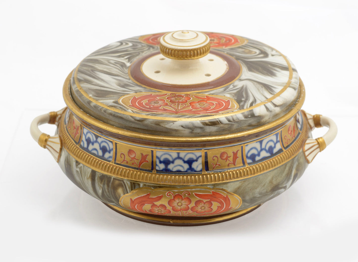 Antique James Macintyre Aurelian Agate Ware Pot Pourri Lidded Jar c.1897 (3347)