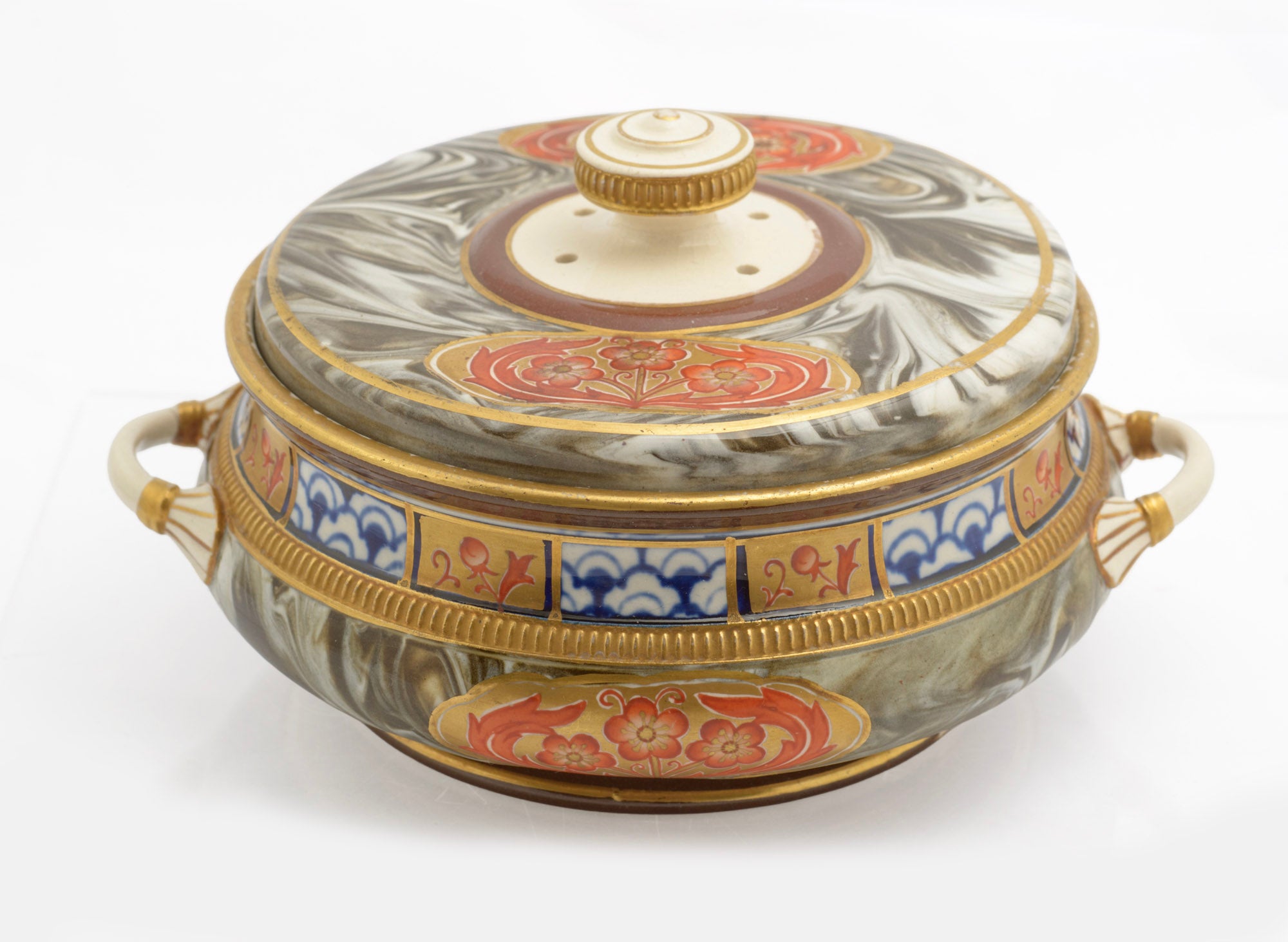 Antique James Macintyre Aurelian Agate Ware Pot Pourri Lidded Jar c.1897 (3347)