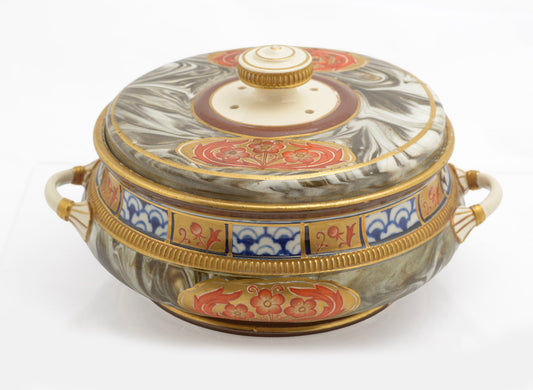 Antique James Macintyre Aurelian Agate Ware Pot Pourri Lidded Jar c.1897 (3347)