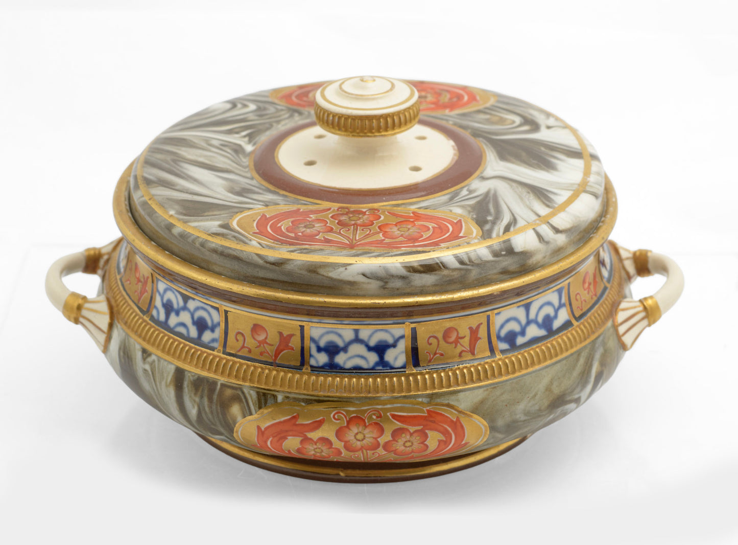 Antique James Macintyre Aurelian Agate Ware Pot Pourri Lidded Jar c.1897 (3347)