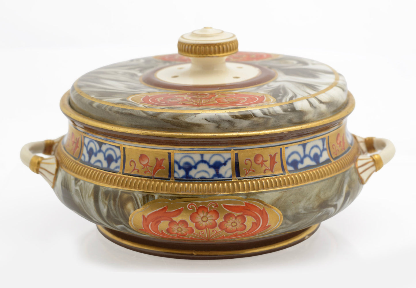 Antique James Macintyre Aurelian Agate Ware Pot Pourri Lidded Jar c.1897 (3347)