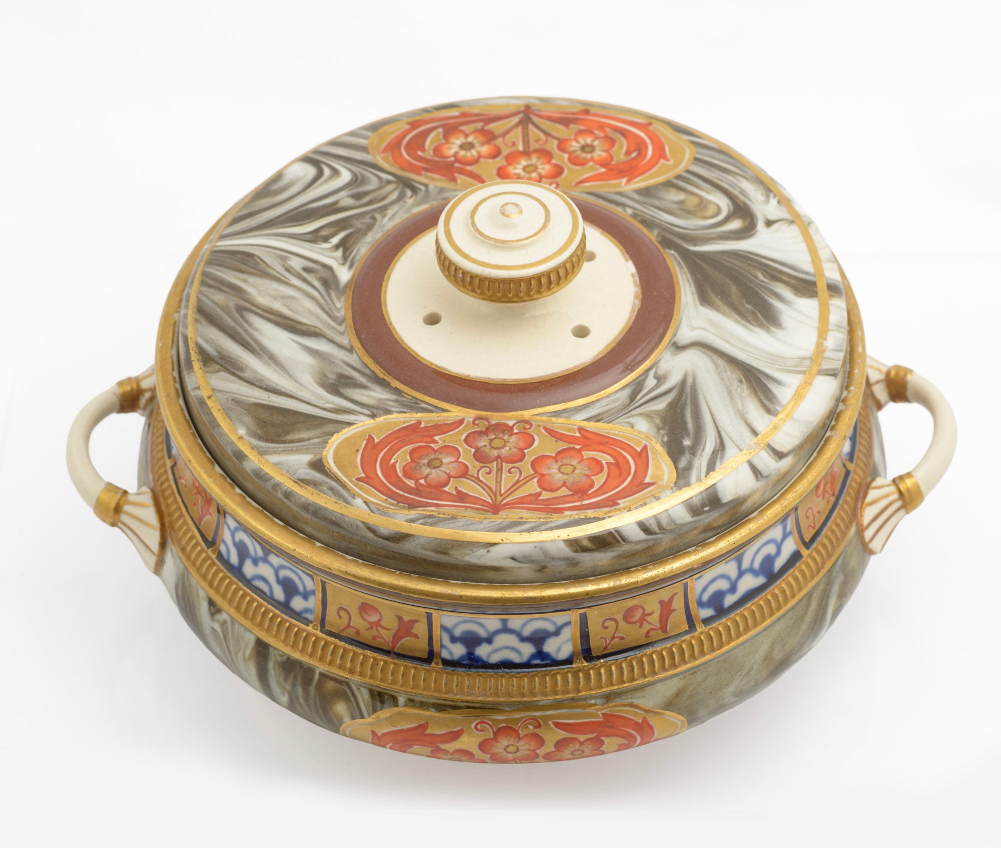 Antique James Macintyre Aurelian Agate Ware Pot Pourri Lidded Jar c.1897 (3347)
