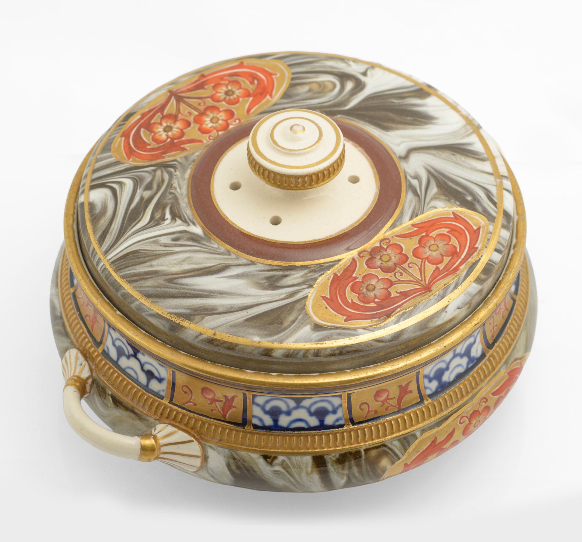 Antique James Macintyre Aurelian Agate Ware Pot Pourri Lidded Jar c.1897 (3347)