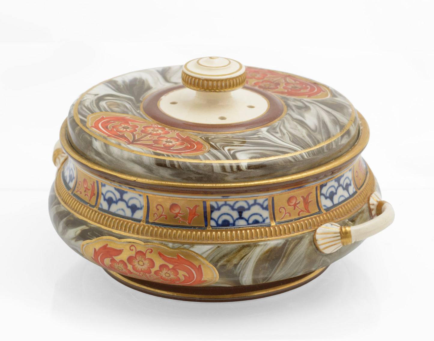 Antique James Macintyre Aurelian Agate Ware Pot Pourri Lidded Jar c.1897 (3347)