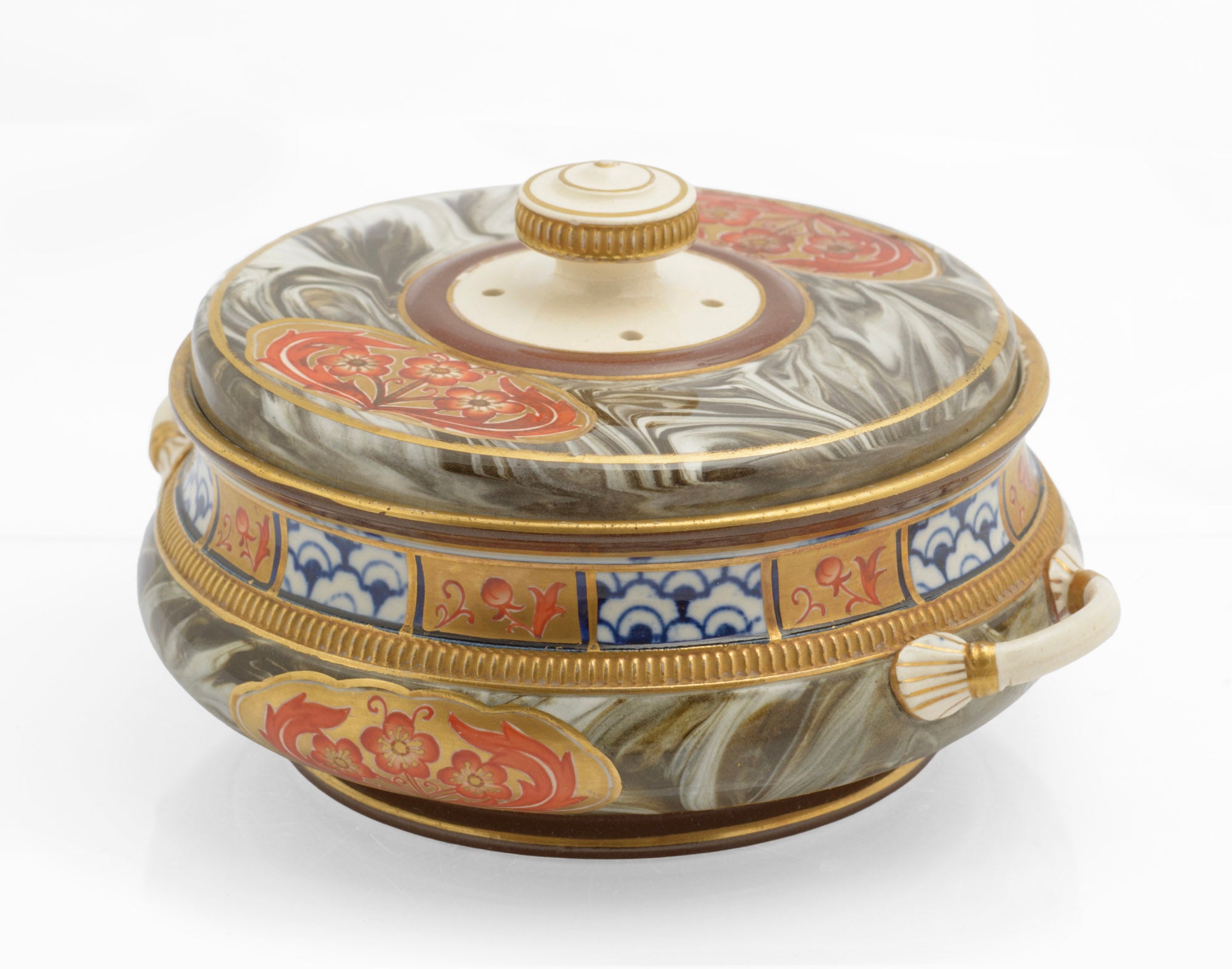 Antique James Macintyre Aurelian Agate Ware Pot Pourri Lidded Jar c.1897 (3347)