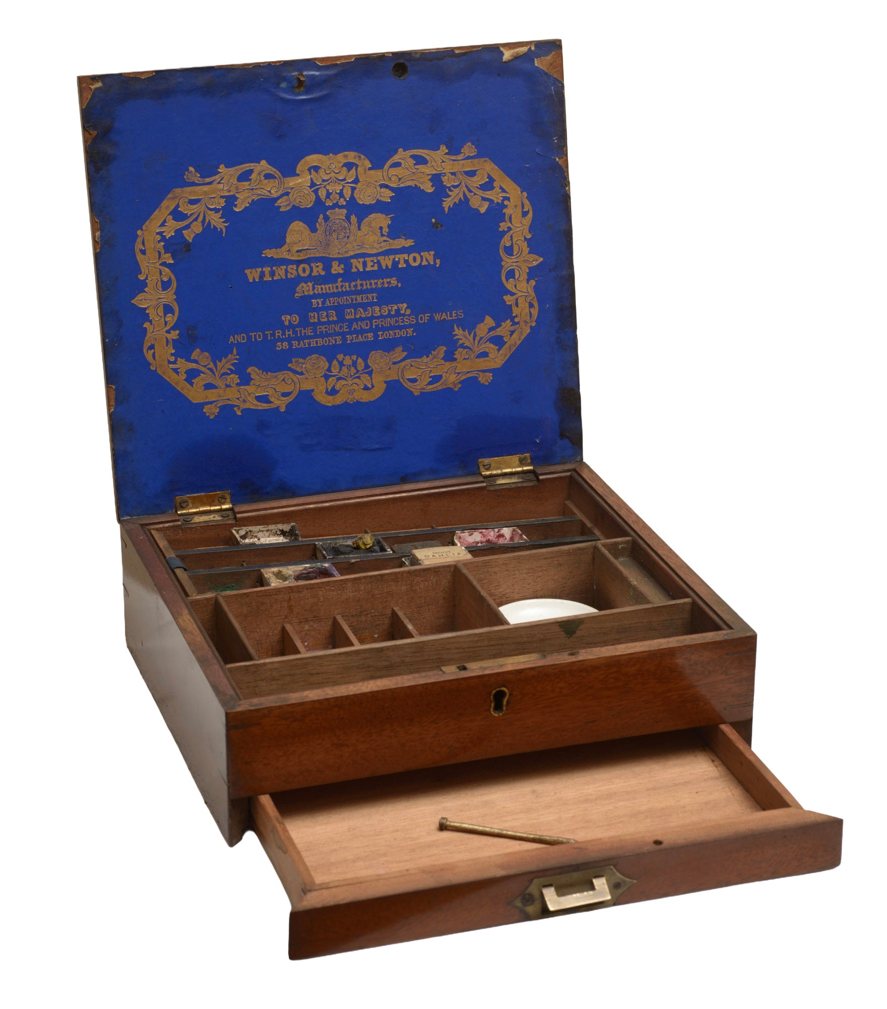 Antique Victorian 19th Century Winsor & Newton Artists Watercolour Paint Box (3362)
