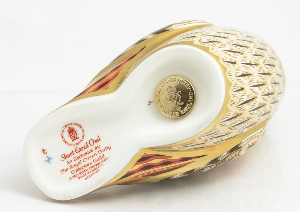 Royal Crown Derby Short Eared Owl Paperweight Gold Stopper Guild Exclusive(3364)