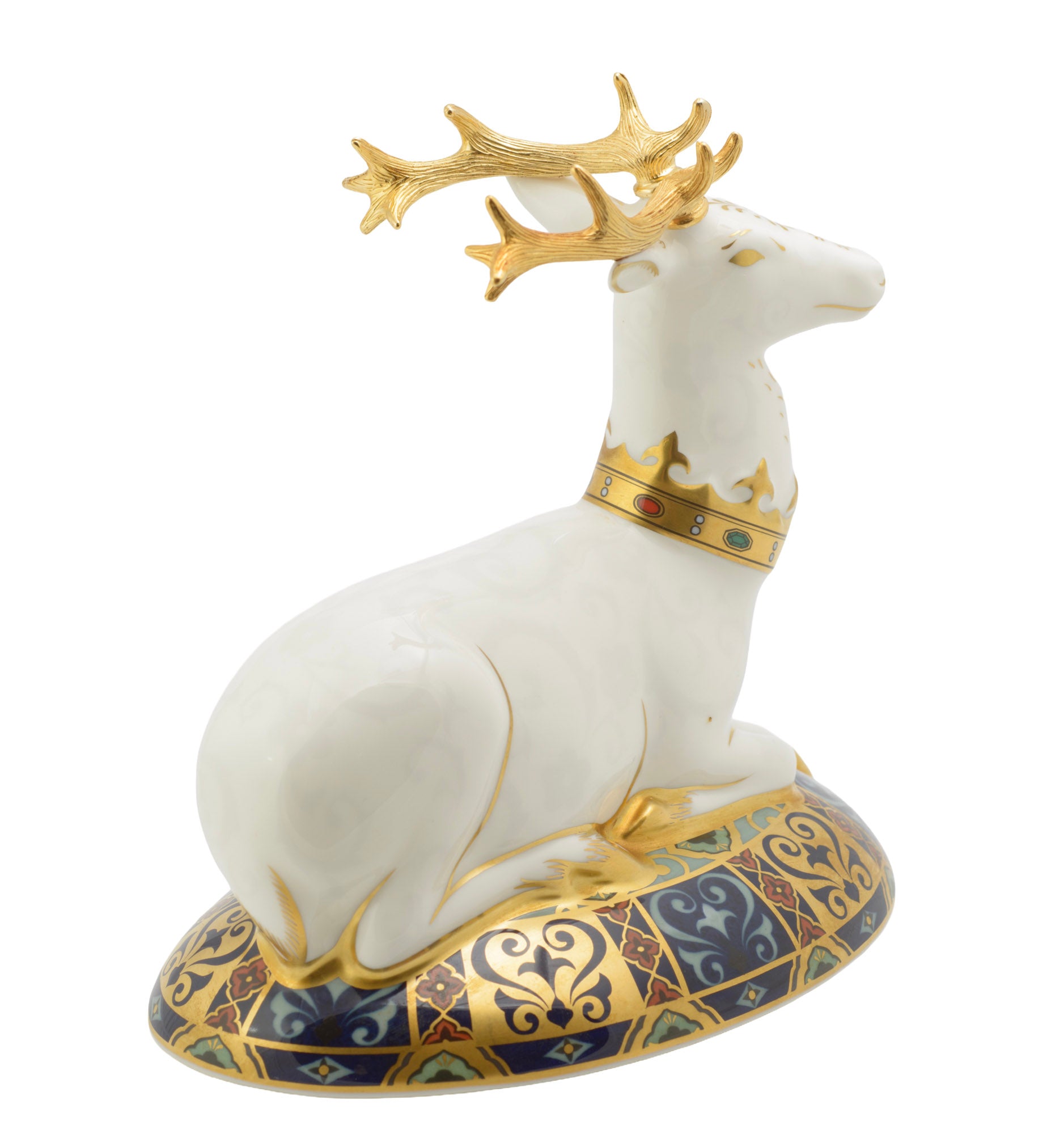 Royal Crown Derby The White Hart paperweight - view of base showing factory marks, date code MMIV and edition number 1845 of 2000