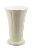 Wedgwood Keith Murray Art Deco cream glazed fluted vase c.1930s - full view showing tall vertical flutes and gently flared scalloped rim on broad circular foot