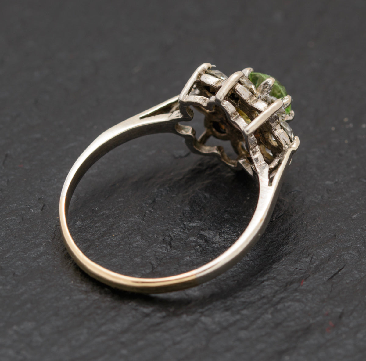 Vintage 9ct & Sterling Silver Ring Paste Glass Gems Early 20th Century (A1561)