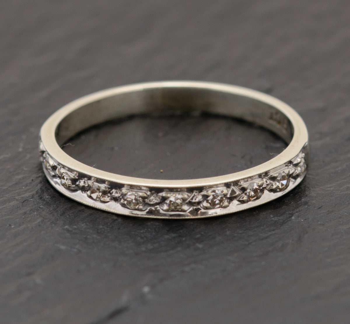 Vintage 9ct Gold & 10 Diamond Half Eternity Ring UK Ladies Size O1/2 (A1562)