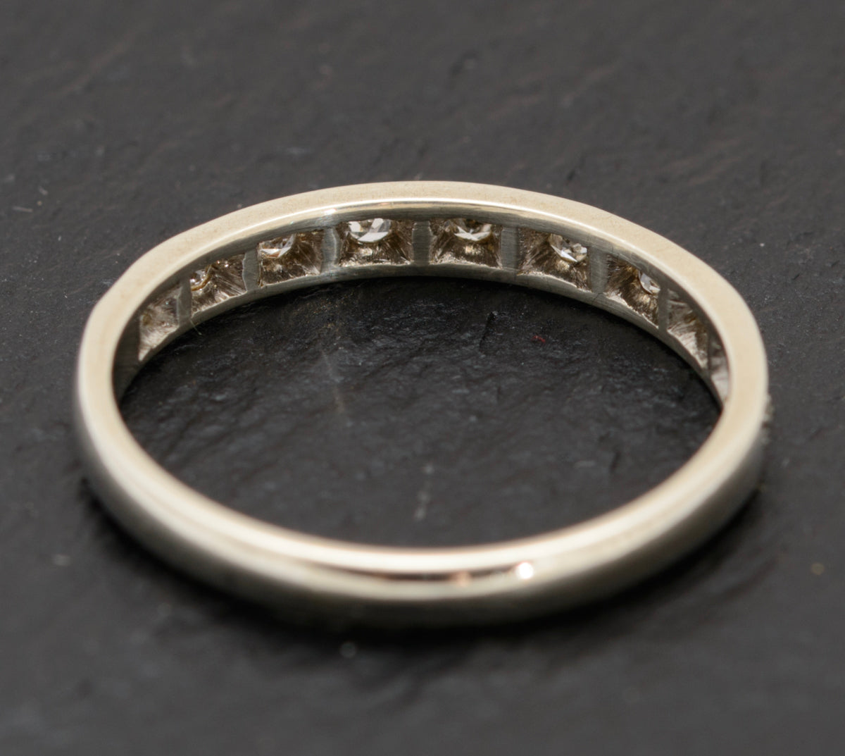 Vintage 9ct Gold & 10 Diamond Half Eternity Ring UK Ladies Size O1/2 (A1562)