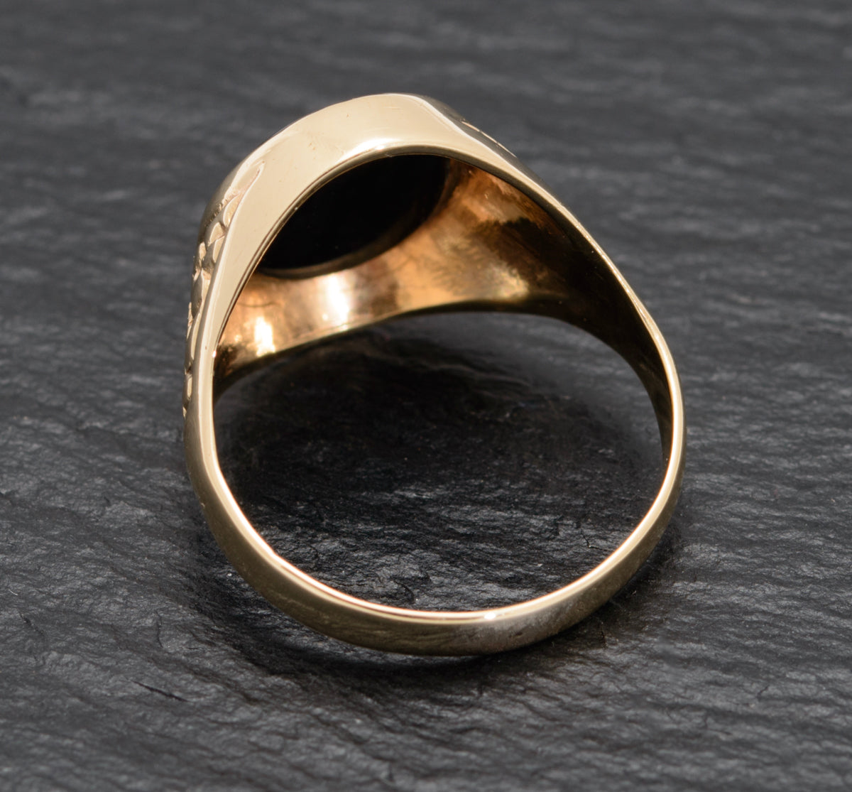 Vintage 9ct Gold & Black Onyx Classic Mens Signet Ring 1970's Jewellery (A1570)