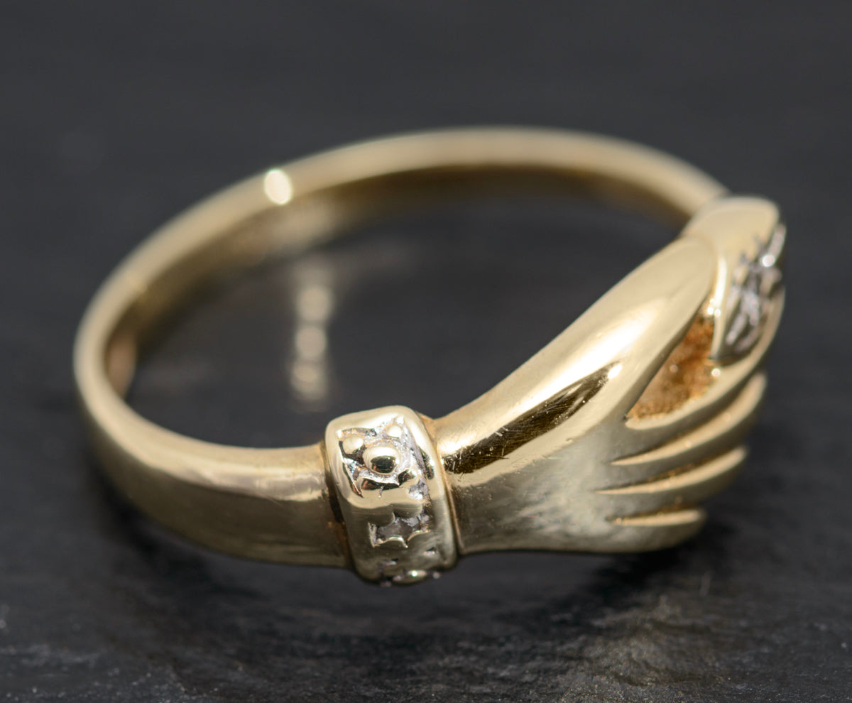 Antique Victorian / Edwardian 8ct Gold & Diamond Hand Ring (A1604)