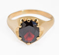 Vintage 9ct Gold & Garnet Gemstone Large Mens Signet Ring 1970's (A1605)