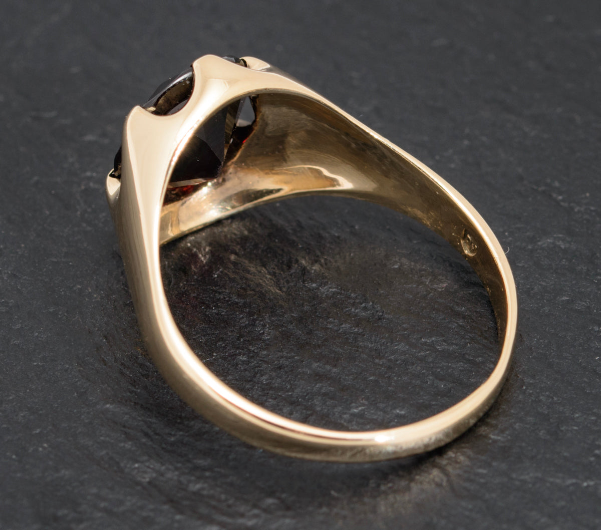 Vintage 9ct Gold & Garnet Gemstone Large Mens Signet Ring 1970's (A1605)