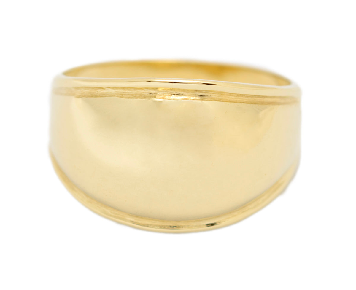 Vintage 14ct Yellow Gold Band Mirror Polished Convex Top Ring (A1648)