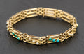 Vintage 14ct Gold Seed Pearl & Turquoise Bracelet In Goldsmiths Box Early 20th C (A1652)